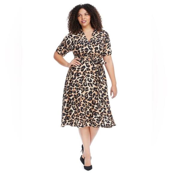 Eliza J Dresses & Skirts - ELIZA J Animal Print Midi Shirtdress Size 6 EUC $138 MSRP